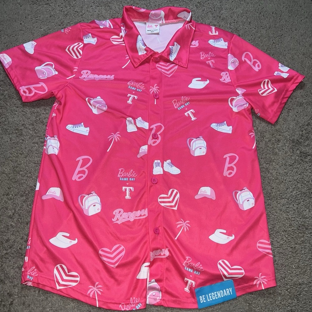 Texas Rangers Barbie Hawaiian Shirt Theme Night 5/30/26 Size Large